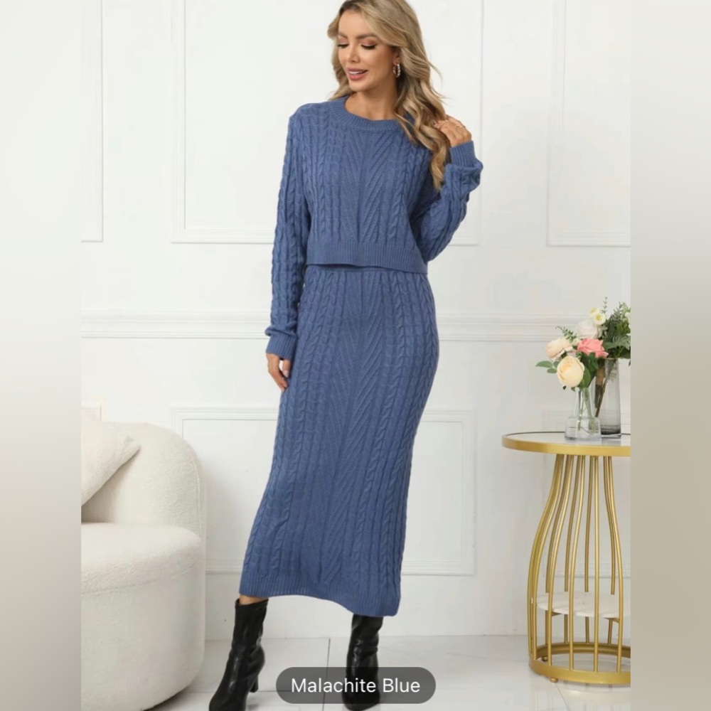 Chunky Chain Knit Sweater & Skirt combo